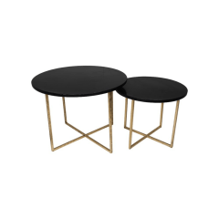 Elegantia ronde salontafels marmer zwart goud | set van 2