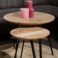 Zurich salontafel ø60/ø40 acaciahout naturel | set van 2