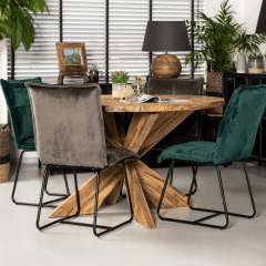 Baloy eettafel rond ø150x75 teak naturel van het woonmerk HSM collection