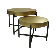 Golden glamour ronde salontafels ø70x50/ø50x40 metaal goud | set van 2