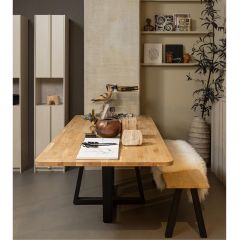 Combi-tablo - xl tafelblad eiken - 240x100 cm - Drenthe poot - naturel