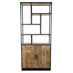 Open boekenkast 80x35x180 cm mangohout naturel/zwart