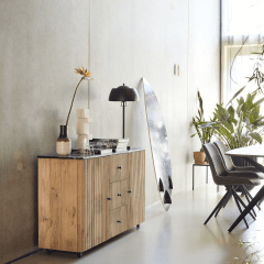 Pebbles dressoir - 140 cm - naturel/zwart