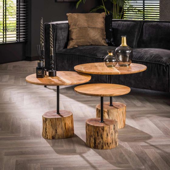 Riko ronde salontafels - set van 3 - naturel