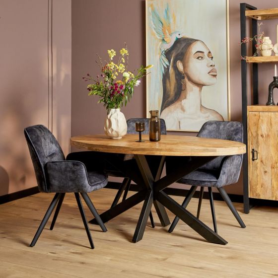 Ovale eettafel Denver - 160 cm - naturel