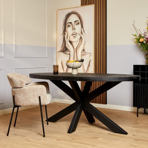 Eettafel Denver 160 cm ovaal - zwart